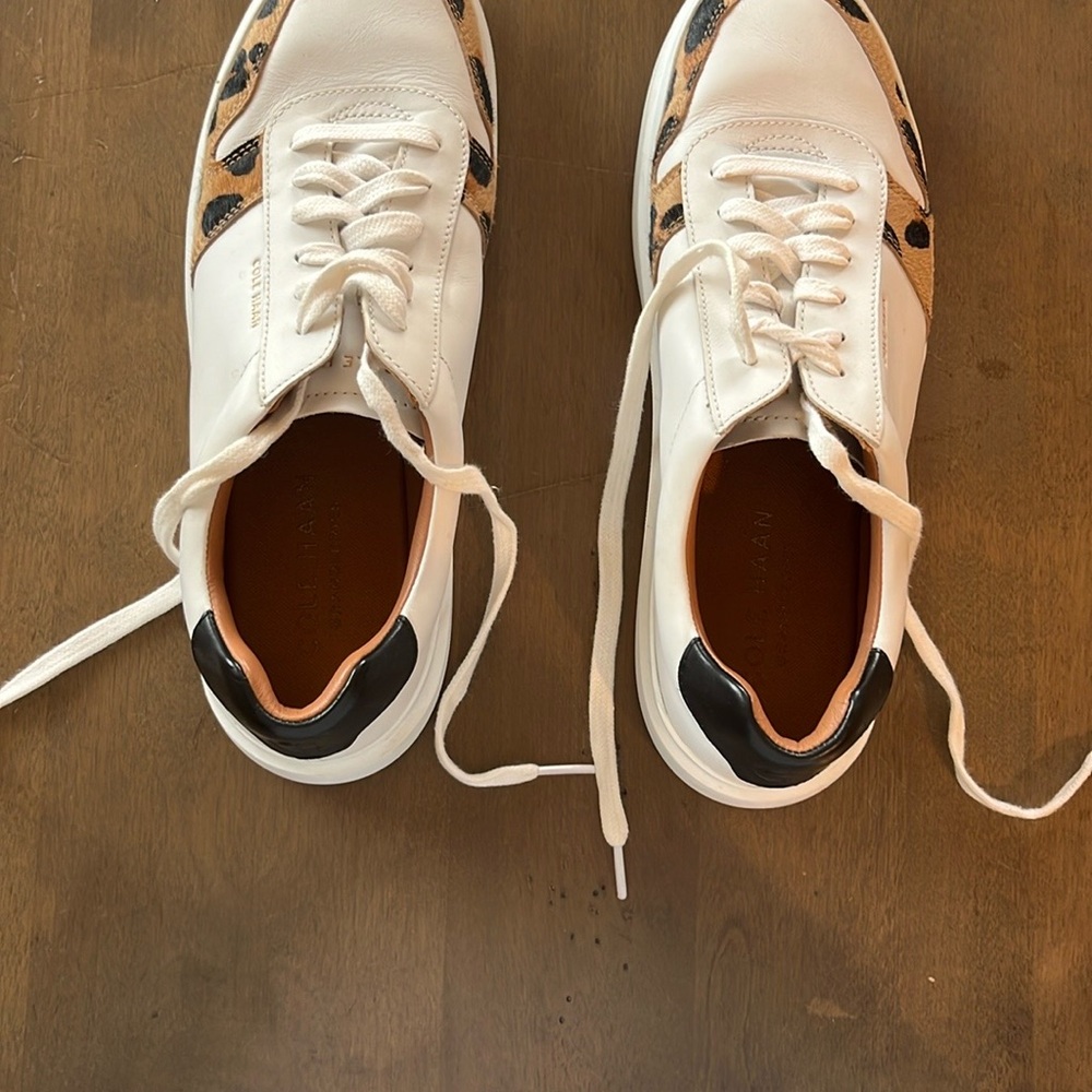 Cole Haan White and Leopard Print Sneakers